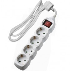 Πολύπριζο 4 Θέσεων Με Διακόπτη & Καλώδιο 3x1mm 1.5m Λευκό 15-311541